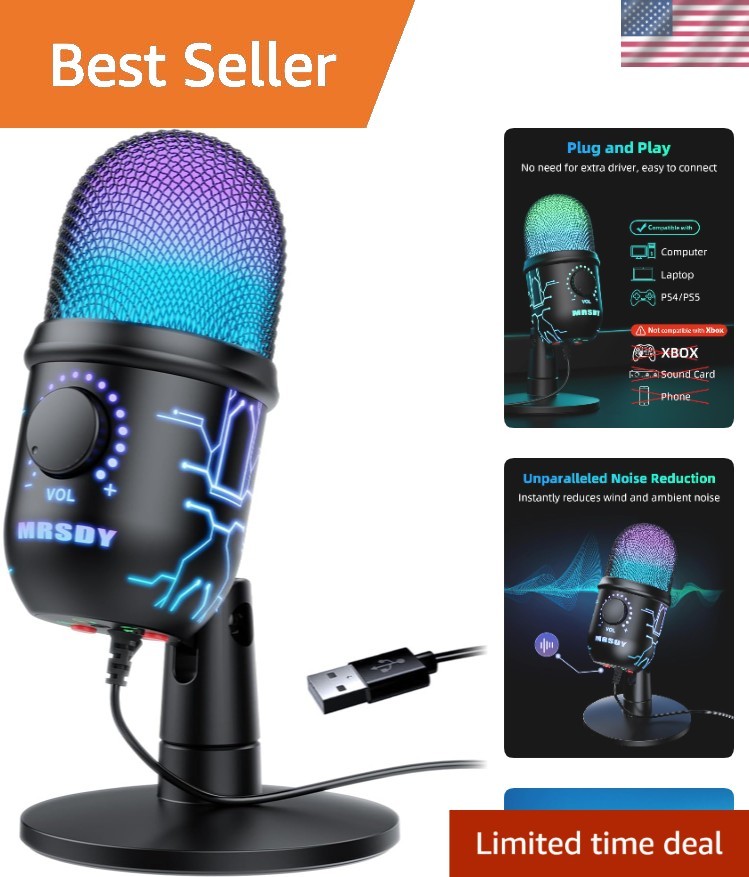 Professional USB Condenser Microphone with Real-Time Monitoring & Quick Mute