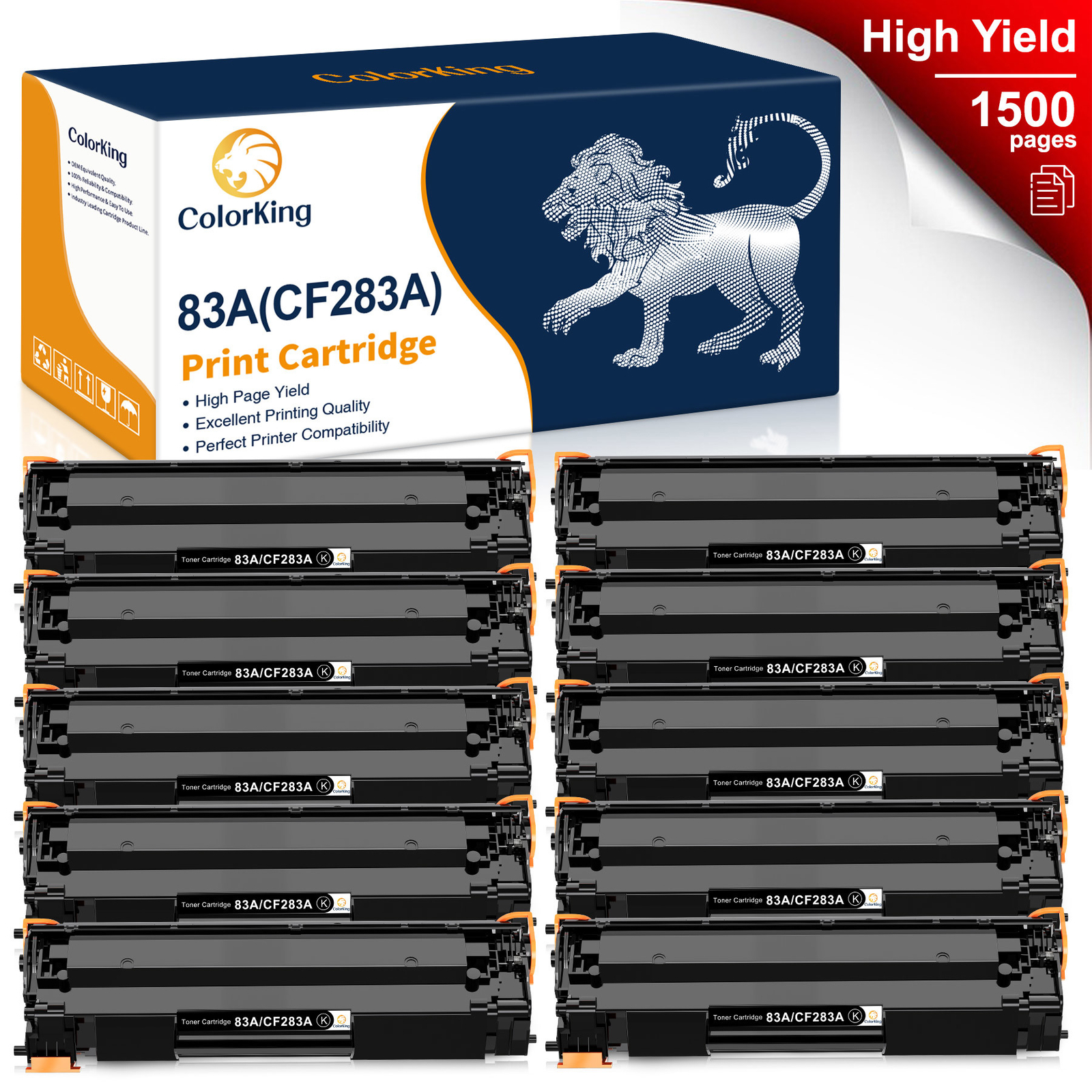 10 PACK 83A CF283A Black Toner Set For HP 83A LaserJet Pro M201dw M225dw M127fw