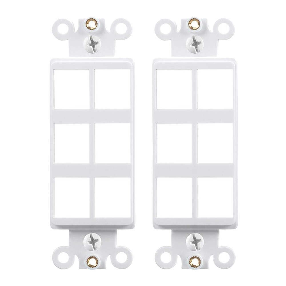 2x 6 Hole Port Keystone Jack Insert Decora Style Wall Plate Modular 1-Gang White