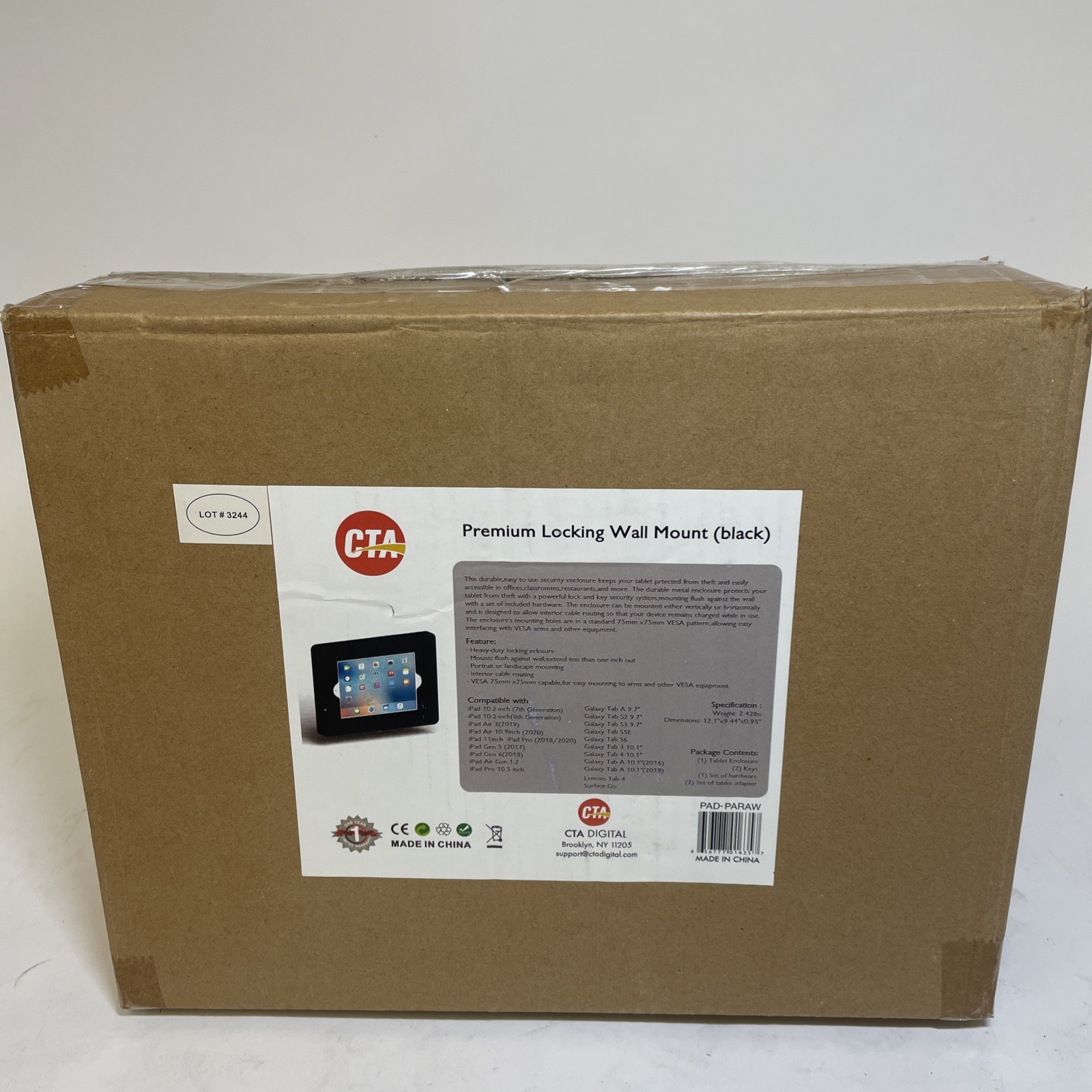 CTA Digital Premium Anti-Theft iPad Locking Wall Mount - Black (PAD-PARAW)