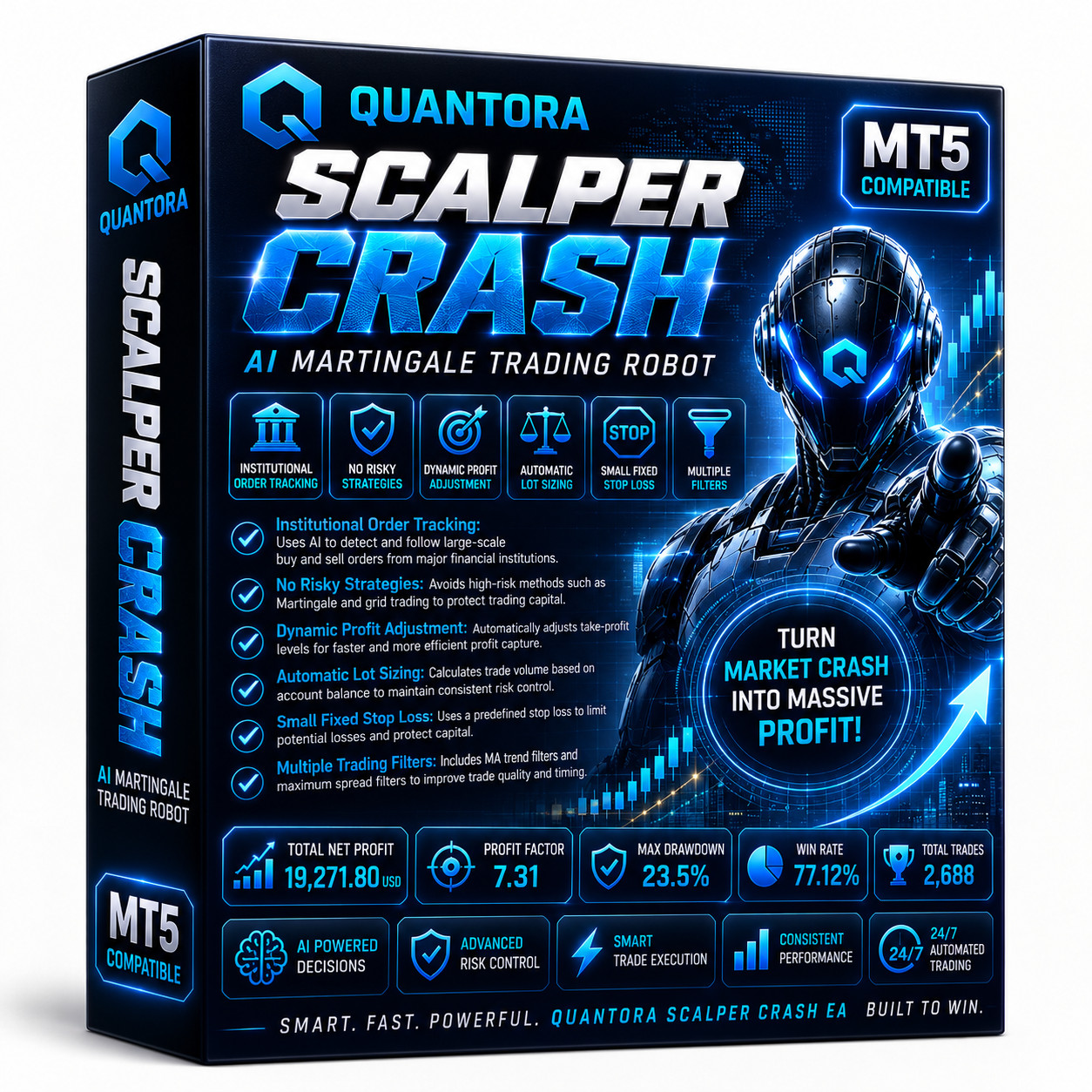 Quantora Smart Crash AI EA | MT5 Forex Trading Robot | Expert Advisor