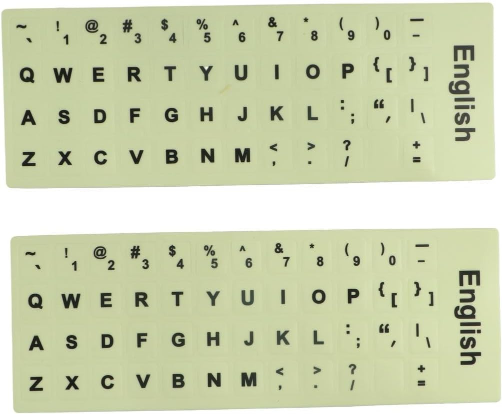 2 Pcs Universal English Keyboard Stickers, Glow in the Dark English Letter Keybo