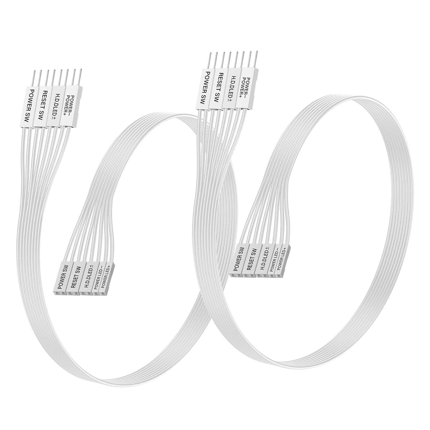 2-Pack Motherboard Front Panel Extension Cable 22AWG for Power SW Reset HDD LED