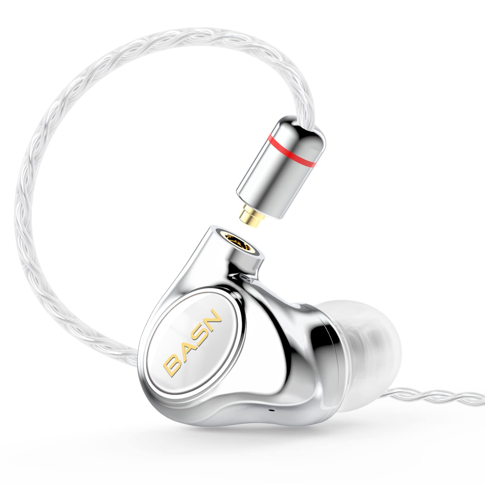 BASN Metalen 4 Drivers inEar Monitor Headphones, Wired Earbuds, White