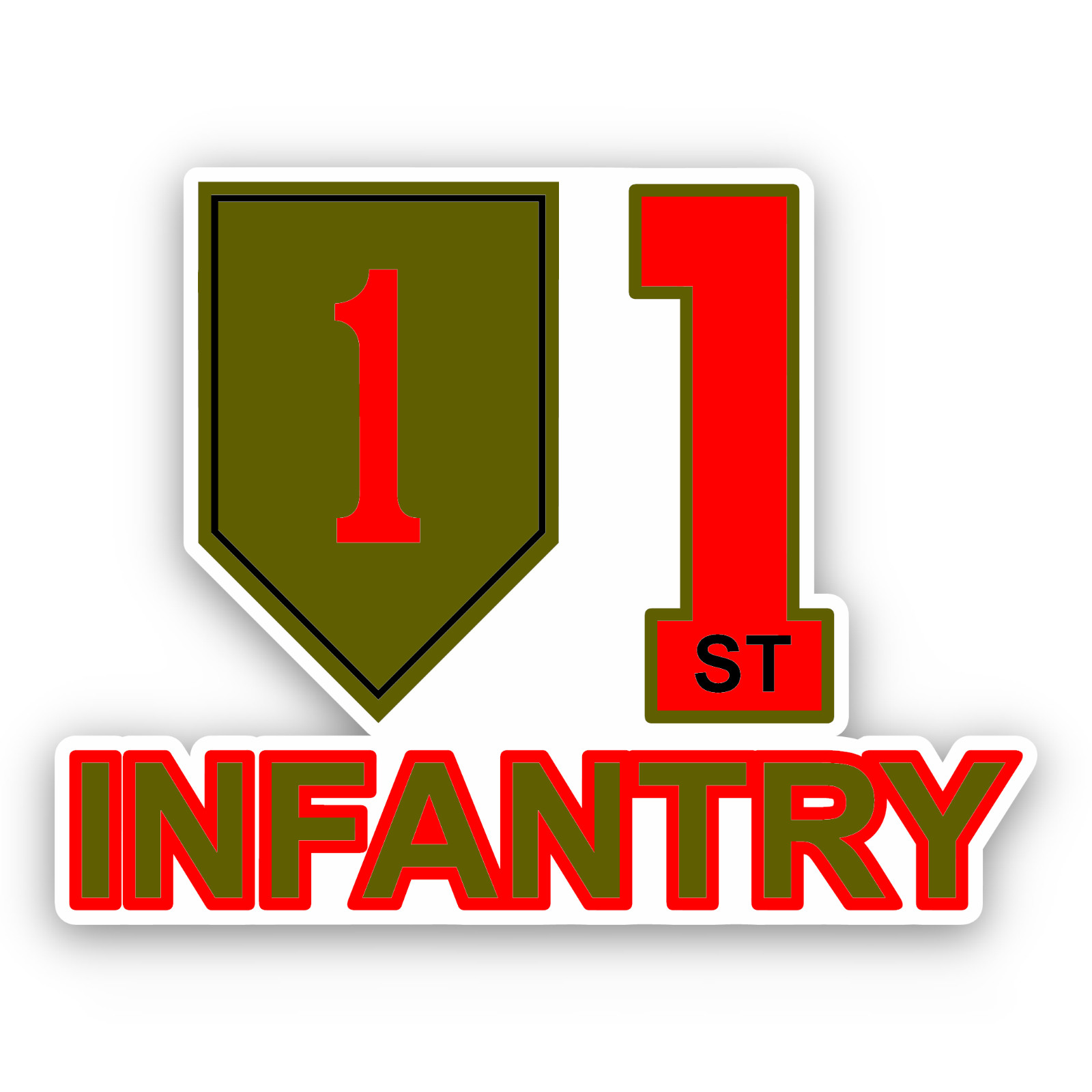 1st Infantry Division Sticker, Big Red One Decal for Laptops & indoor Use 1.5-6"