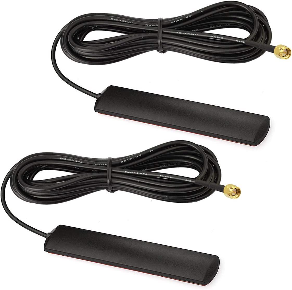 2x Bingfu 4G LTE Adhesive Mount Cellular SMA Male Patch Antenna for 4G Head Unit