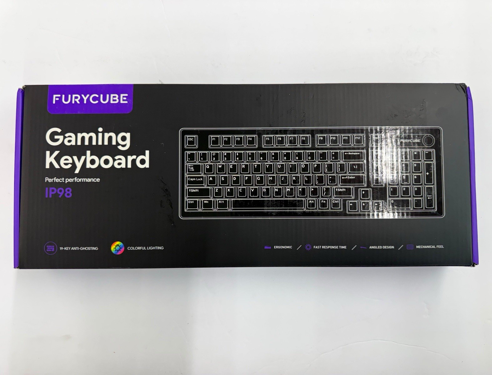FURYCUBE IP98 Gaming Keyboard Wired USB Illuminated White English QWERTY