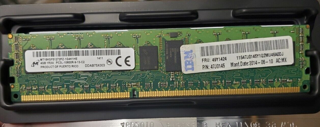 IBM 4GB PC3L-10600R 1Rx4 DDR3 1333MHz ECC REG Server RAM 49Y1424 - 47J0145