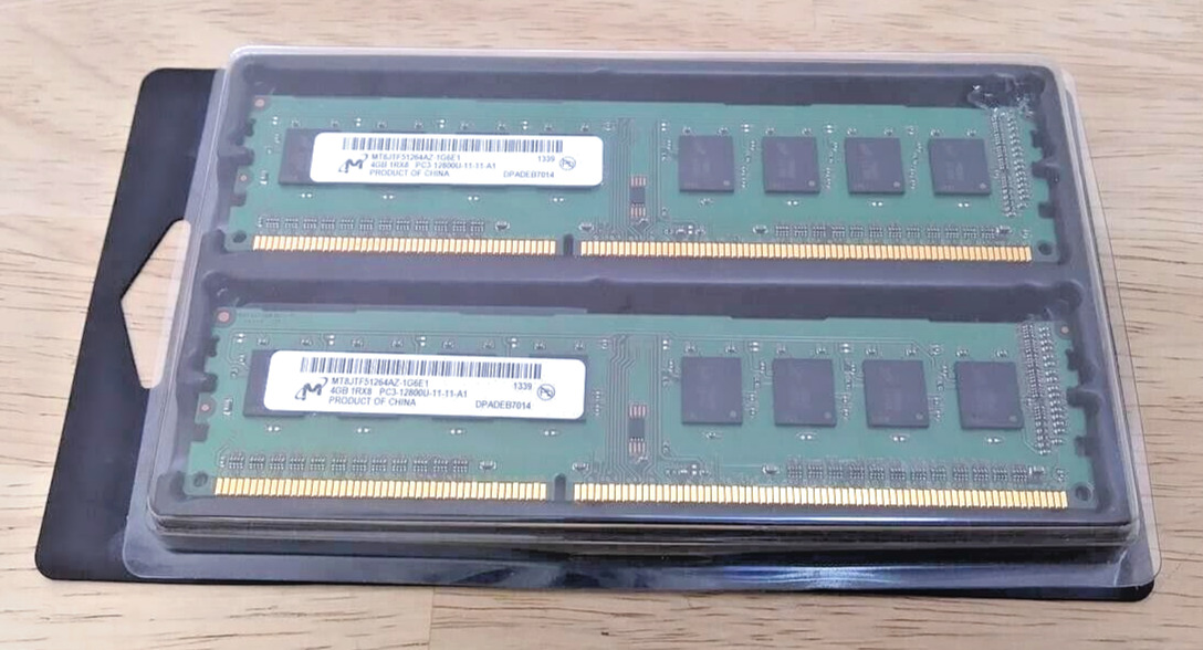 Micron  8 GB *(2x4GB) 1Rx8 DDR3 PC3-12800U - Desktop Ram - MT8JTF51264AZ-1G6E1