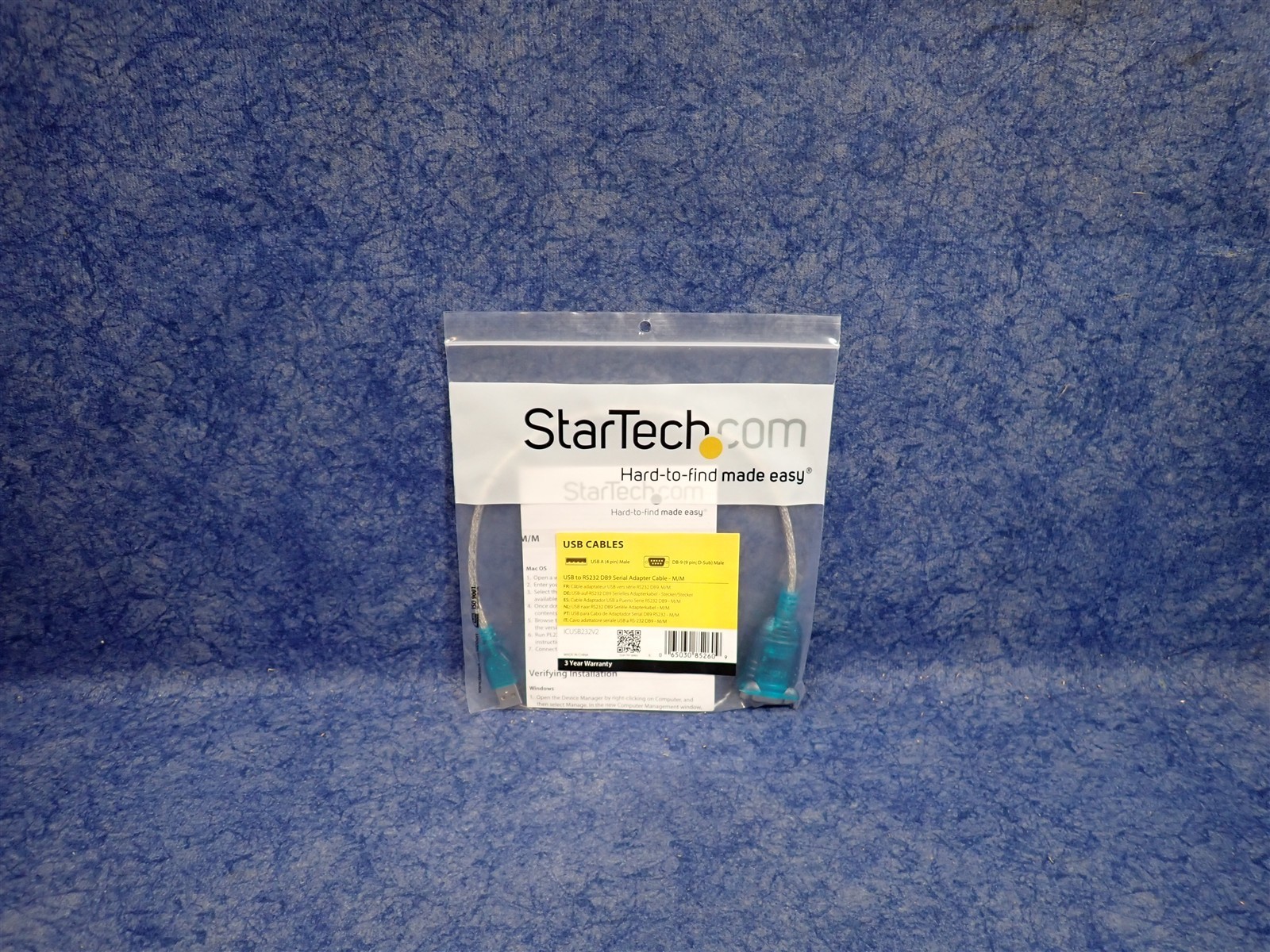 NEW Startech ICUSB232V2 USB to RS232 DB9 Serial Adapter Cable Male to Male (BN29