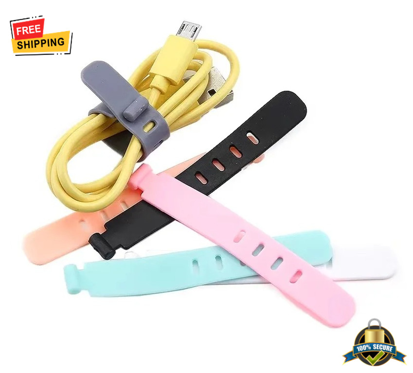 20 Pcs Silicone Cable Organizer Ties Cord Clips Wire Management Straps