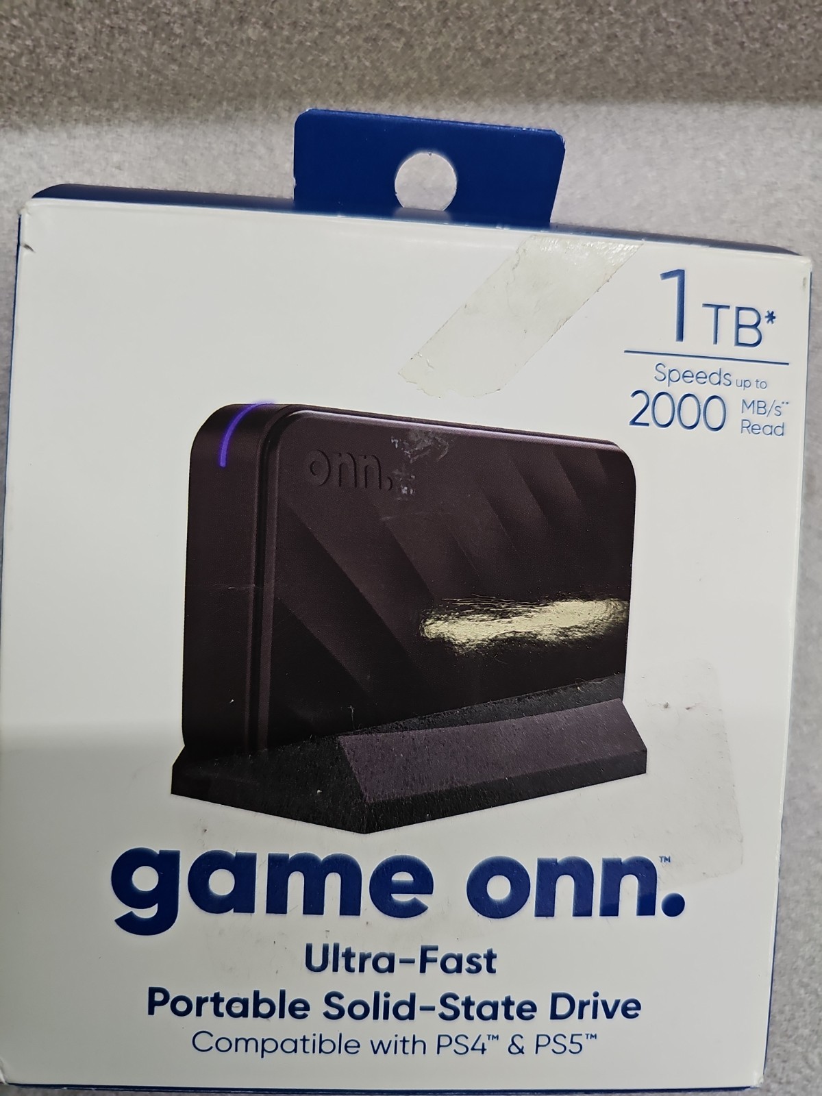 Onn. Gaming Portable SSD 1TB Compatible With PS4 & PS5 PC Mac 2000MB/s