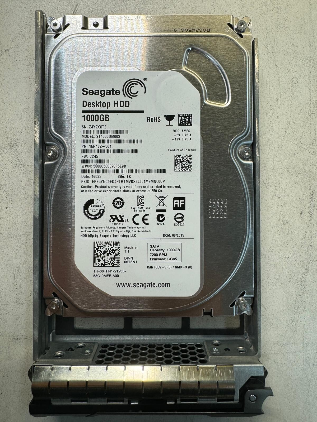DELL 6TFN1 ST1000DM003 1ER162-501 1TB 7.2K RPM 64MB CACHE 6 Gb/s SATA 3.5" HDD