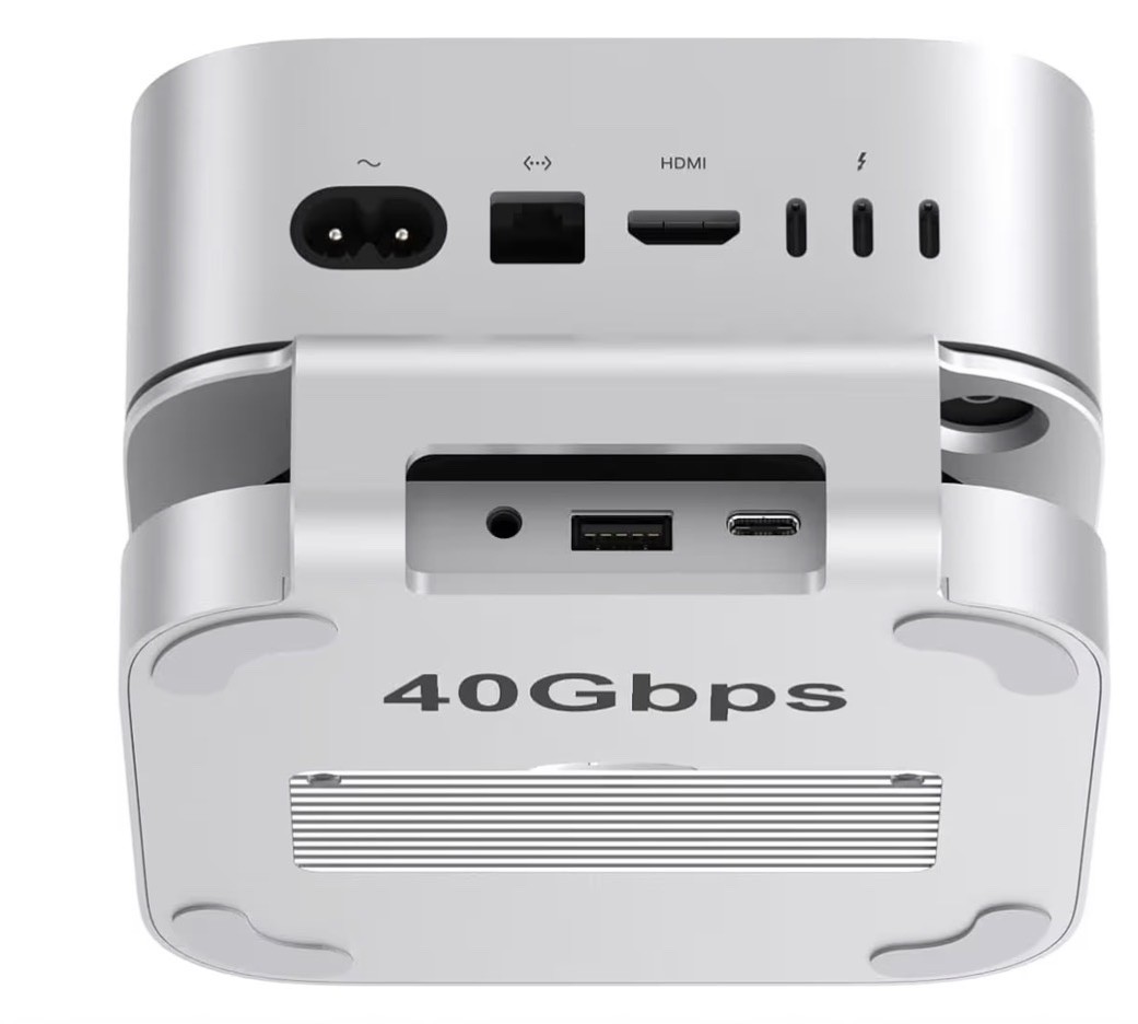 40Gbps Mac mini M4/M4 Pro Stand Hub with USB4 NVMe SSD Enclosure, USB-C Host, 3 