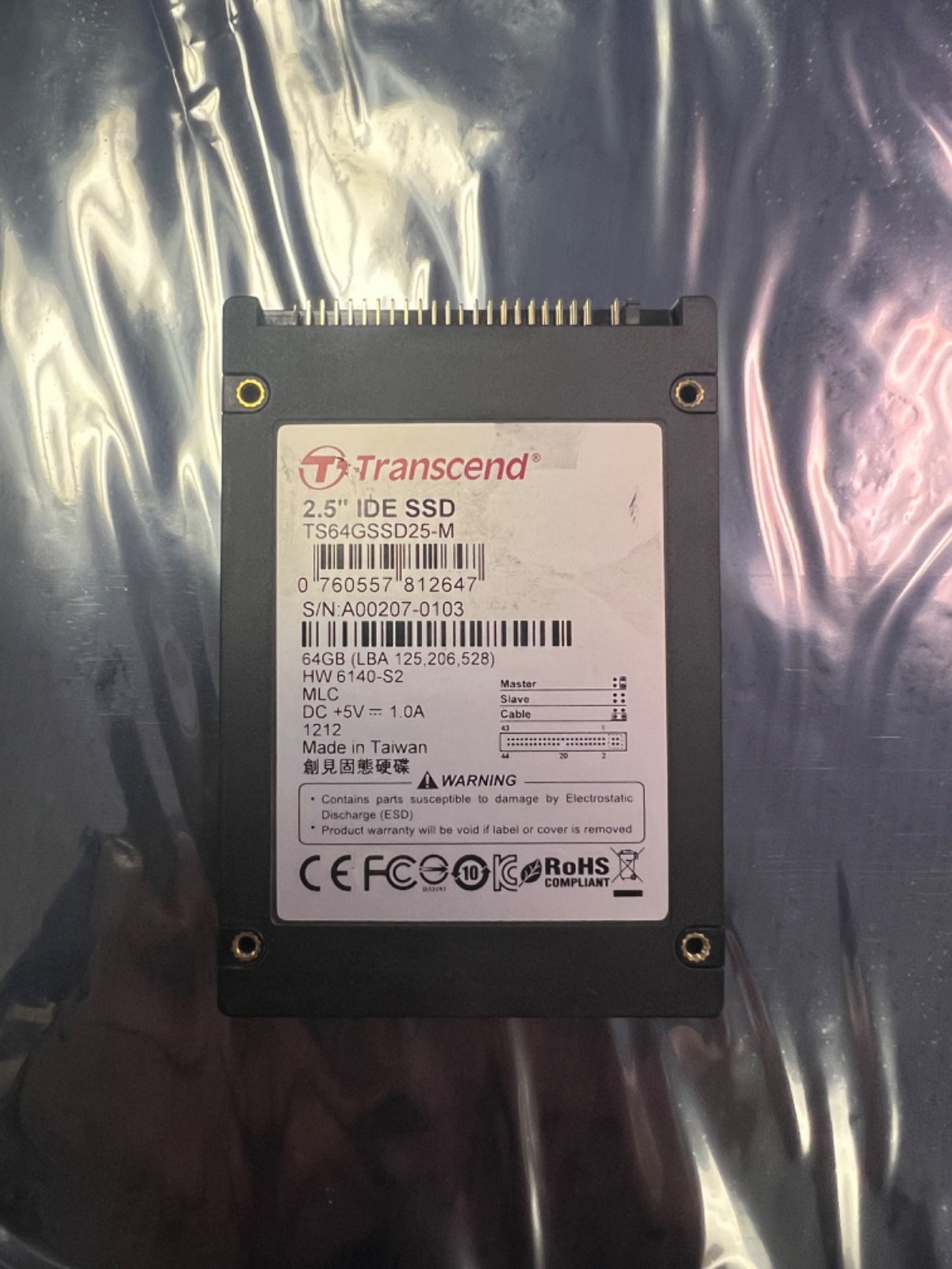 Transcend TS64GSSD25S-M Solid-State Drive-64GB PATA