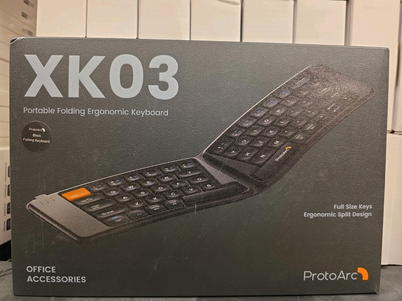 Protoarc Wireless Ergonomic Foldable  Keyboard XK03 Ultra Slim Travel, Black