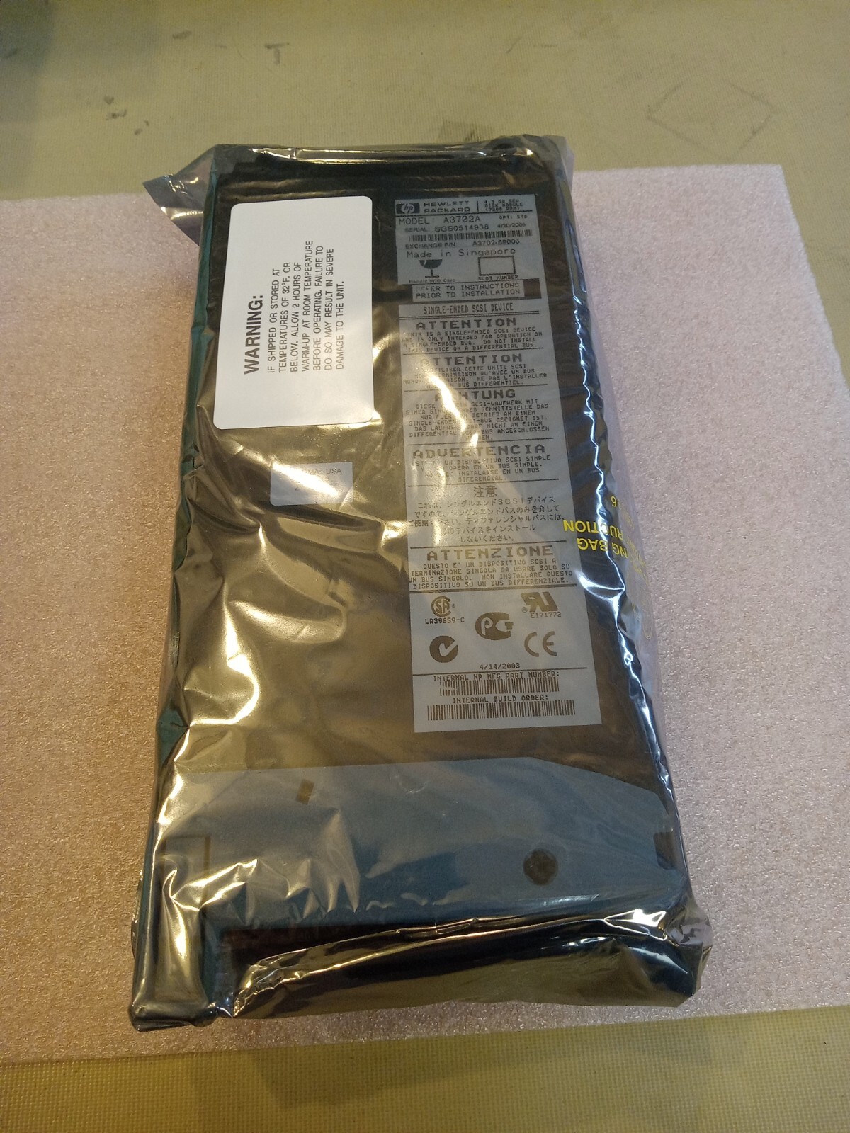 HP A3702-69003 4.3GB 7.2K RPM 3.5'' SCSI HARD DRIVE