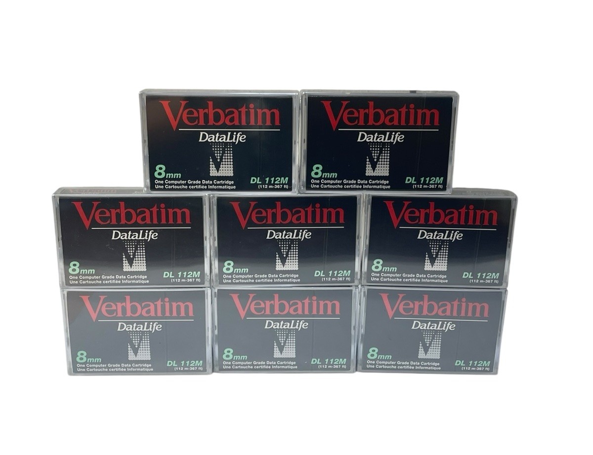 Vintage 1993 Lot of 8 Verbatim DataLife 8MM-DL 112M Data Cartridges NEW Sealed