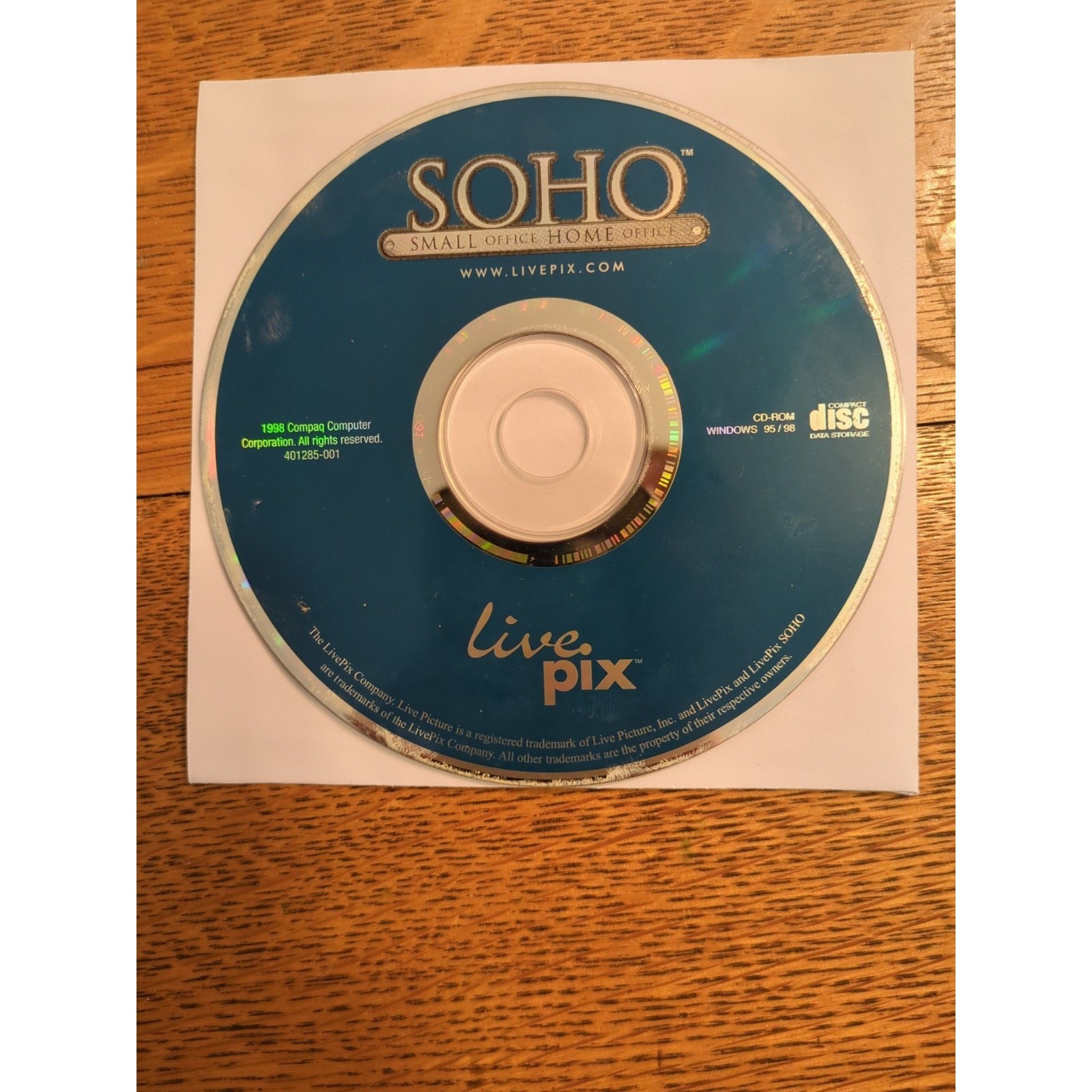 VINTAGE COLLECTIBLE SOHO Live Pix (PC, 1998) Disc Only
