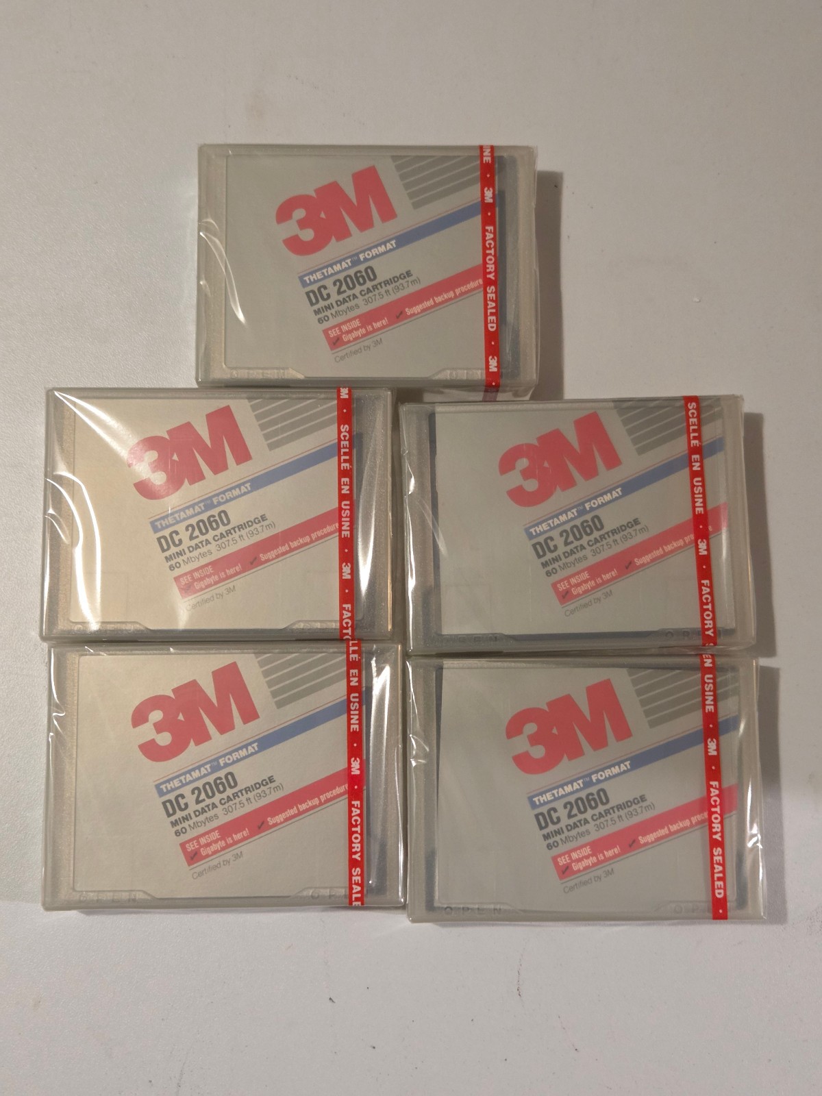 5x 3M DC 2060 Mini Data Cartridge Tape - 60MB - New & Original Packaging - Vintage Backup