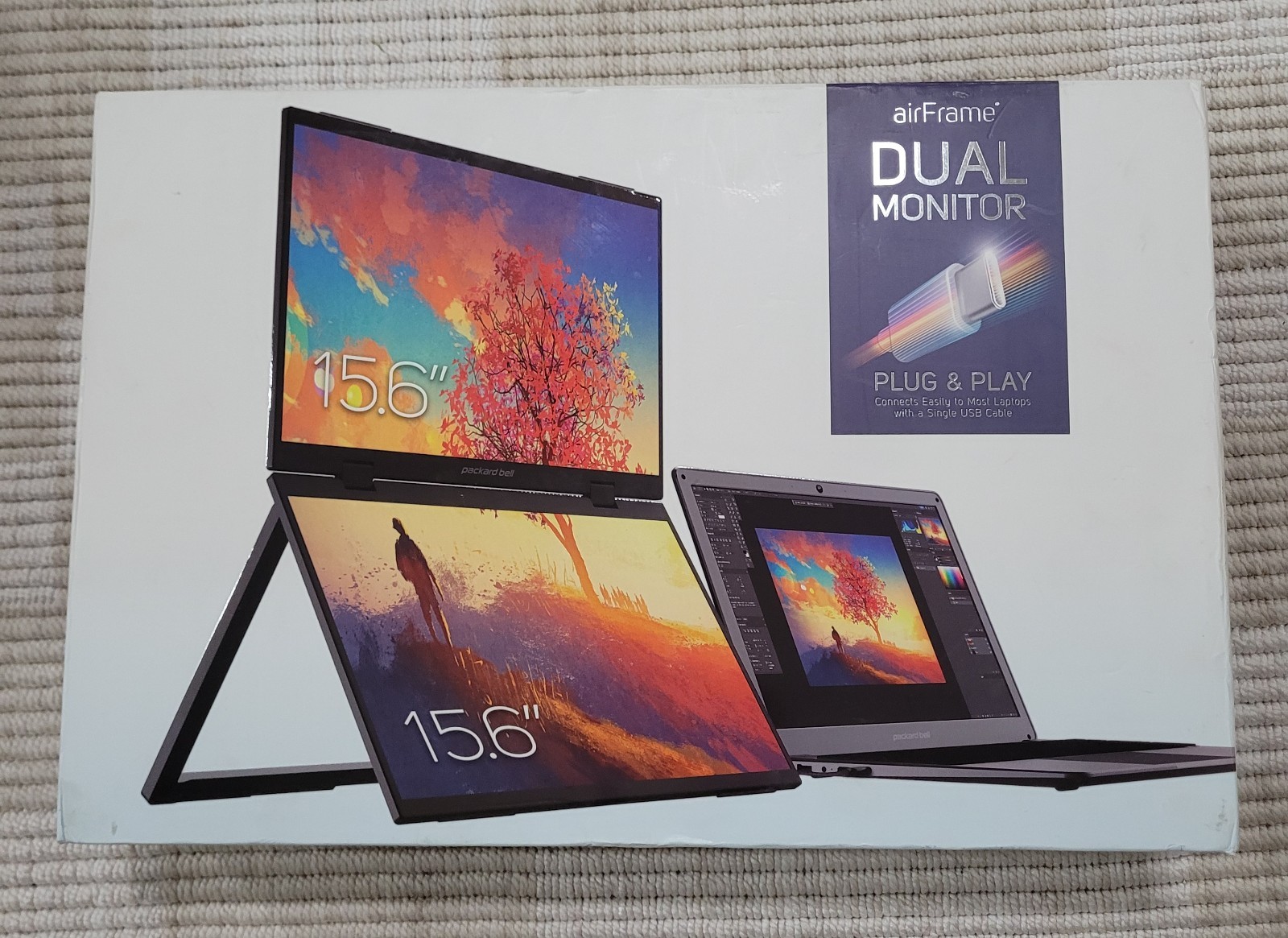 Packard Bell airFrame Dual 15.6" Portable FHD USB-C &Mini HDMI Monitor Brand New