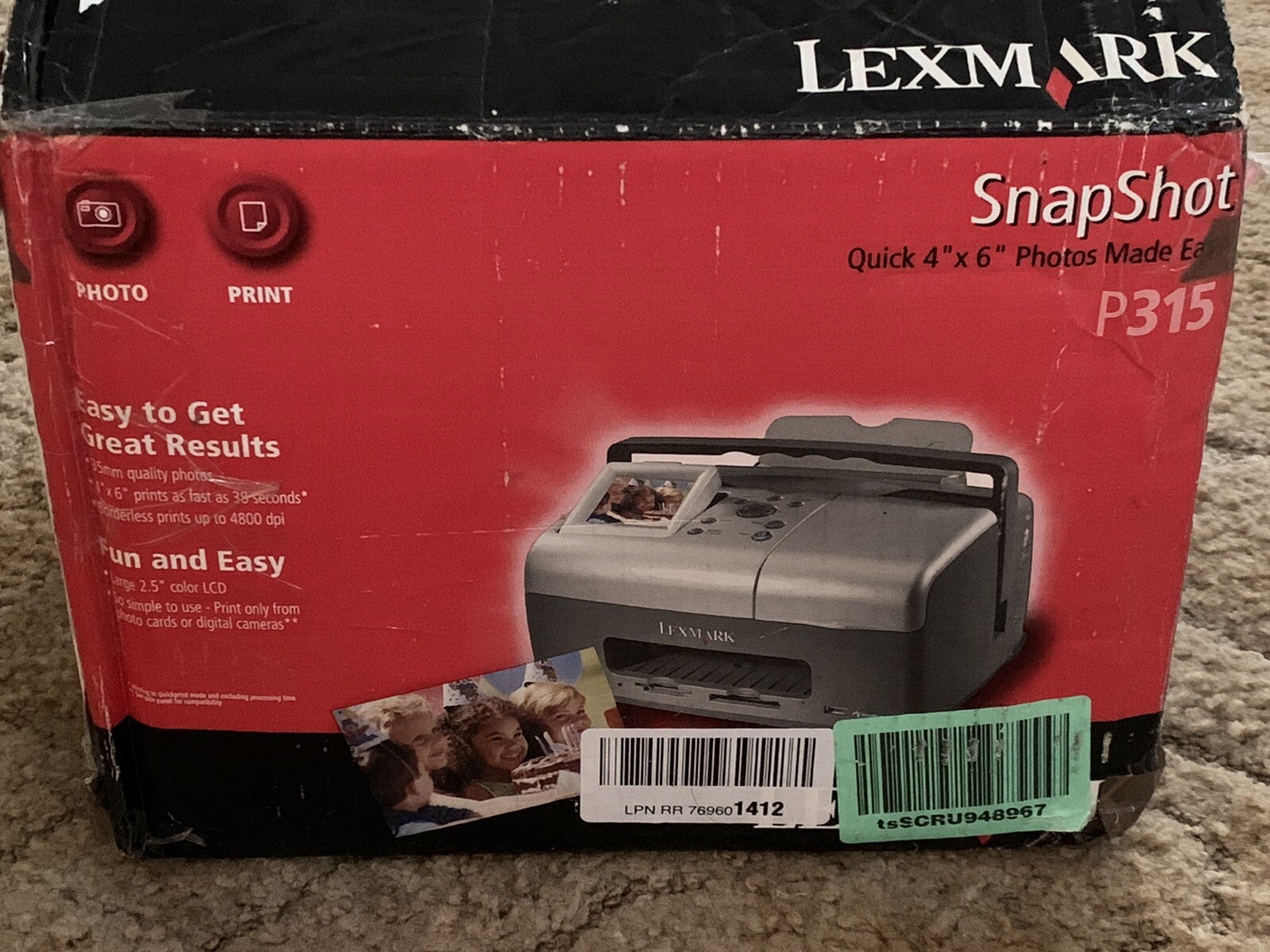New Lexmark SnapShot P315 Photo Printer 4”x 6” Prints, + 80 Sheets Photo Paper