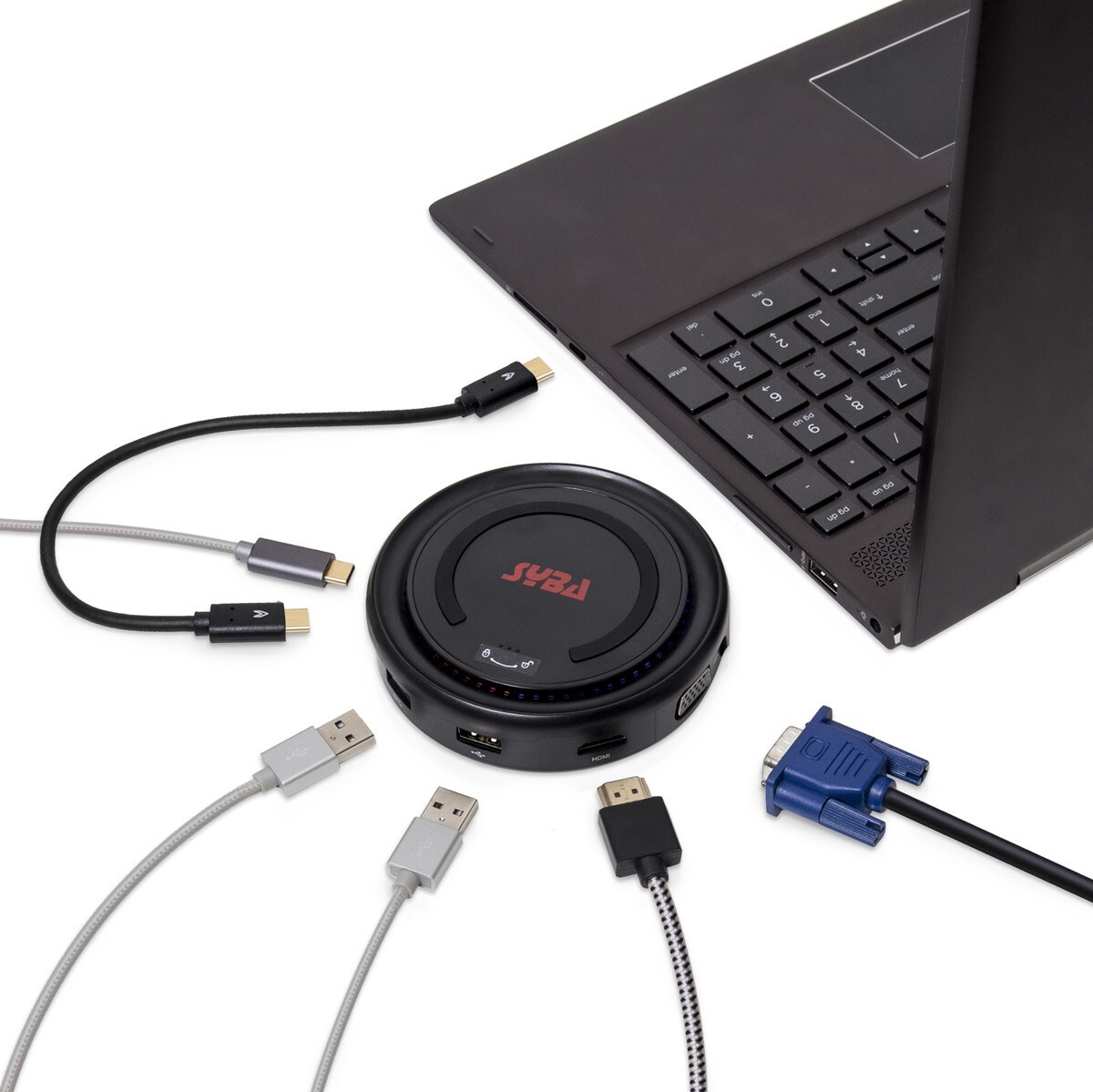 SYBA 6-in-1 USB 3.1 Gen 1 Type-C Hub Docking Station with 10W QI Wireless Charge