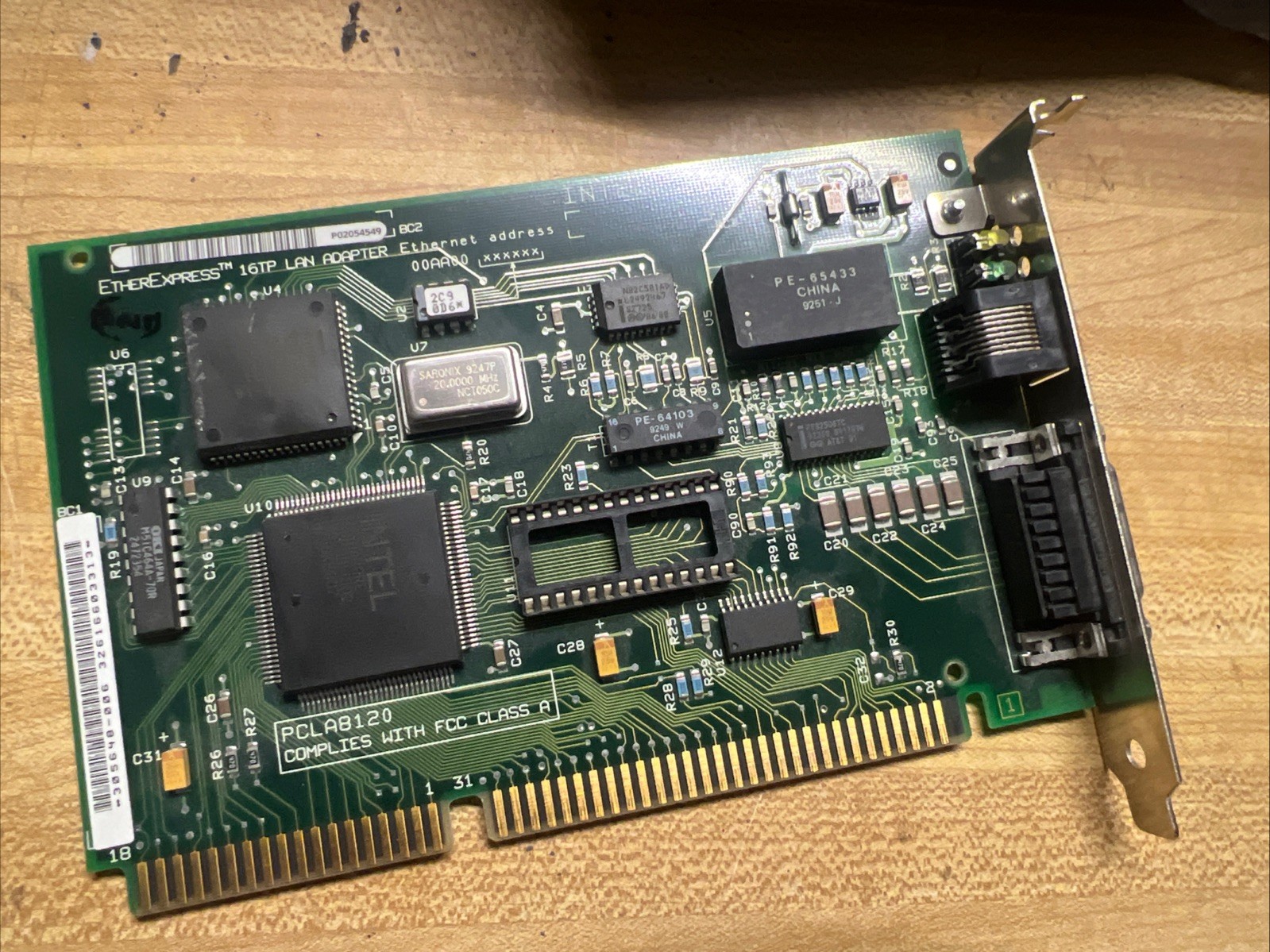 INTEL PCLA8120 ISA ETHEREXPRESS 8/16TP LAN ETHERNET ADAPTER 304936-004