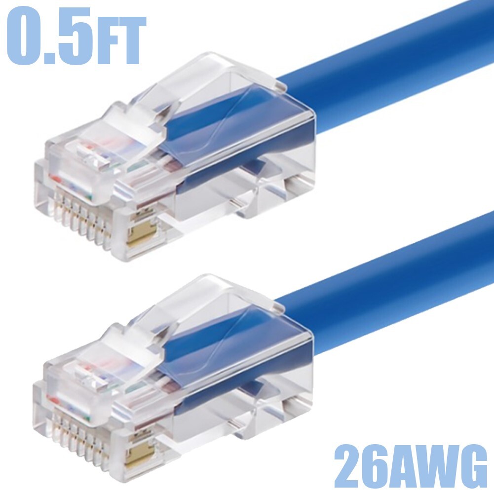 0.5FT CAT6A RJ45 Network LAN Ethernet Non-Boot Cable Cord 26AWG Copper Blue