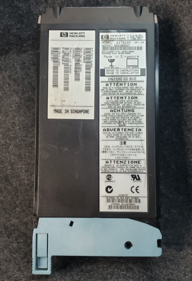 HP A3702-69003 4.3GB 7.2K RPM 3.5'' SCSI HARD DRIVE Used UNTESTED AS IS  (C20B1)