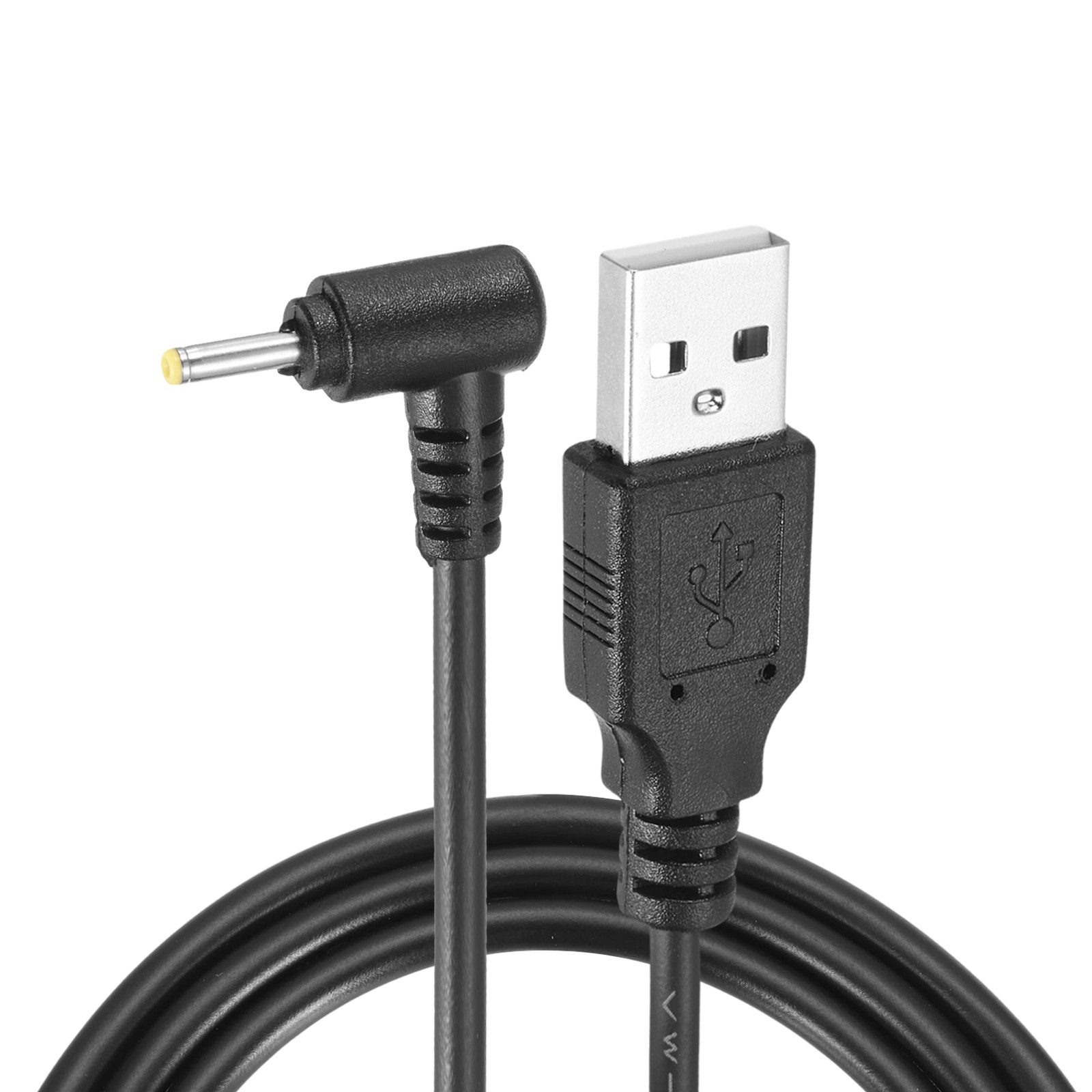 2Pcs 3.3ft USB A Type 2.5 x 0.7mm L-Shaped Head Power Connector, Black