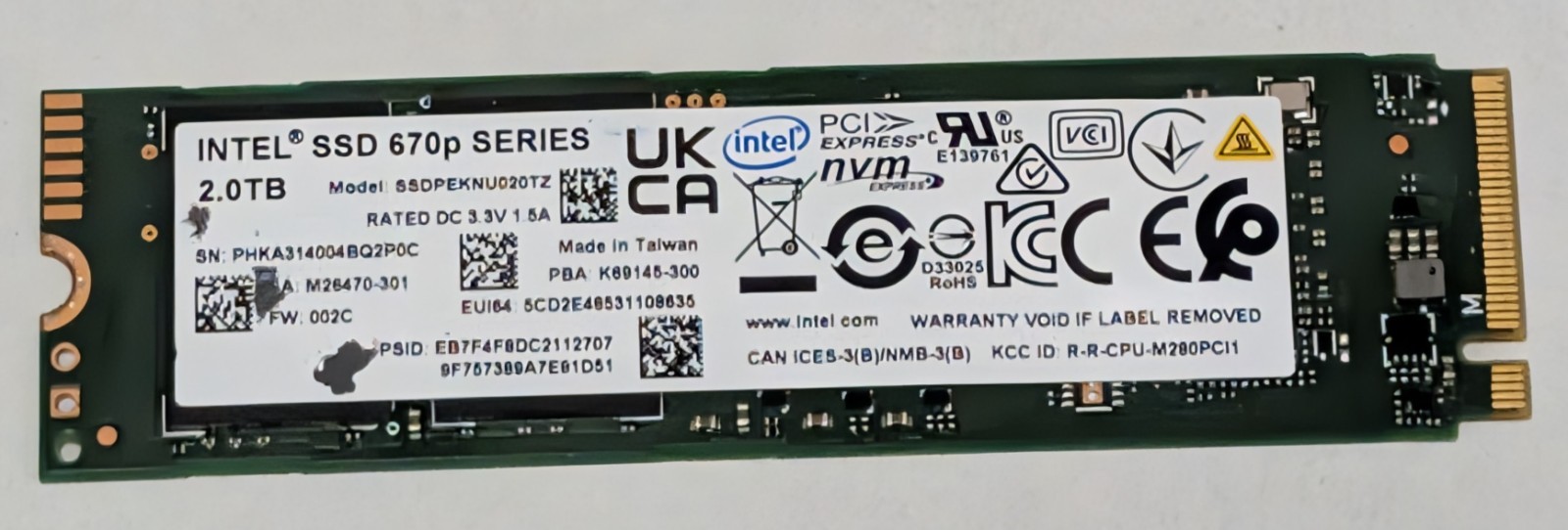 Intel 670p Series 2TB NVMe M.2 SSD Solid State Drive SSDPEKNU020TZ