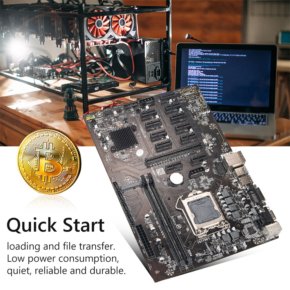 B250 BTC Pro Mining Motherboard 12X PCIE Graphics Card DDR4 DIMM Supports VGA US