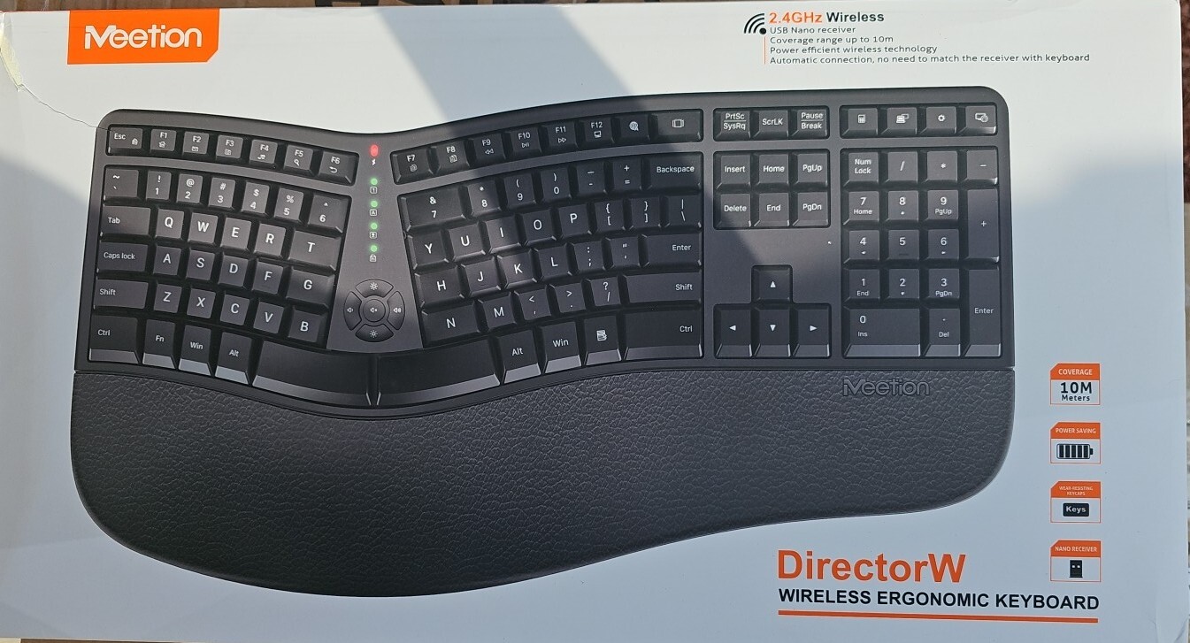 Meetion DirectorW Wireless Ergonomic Keyboard Black