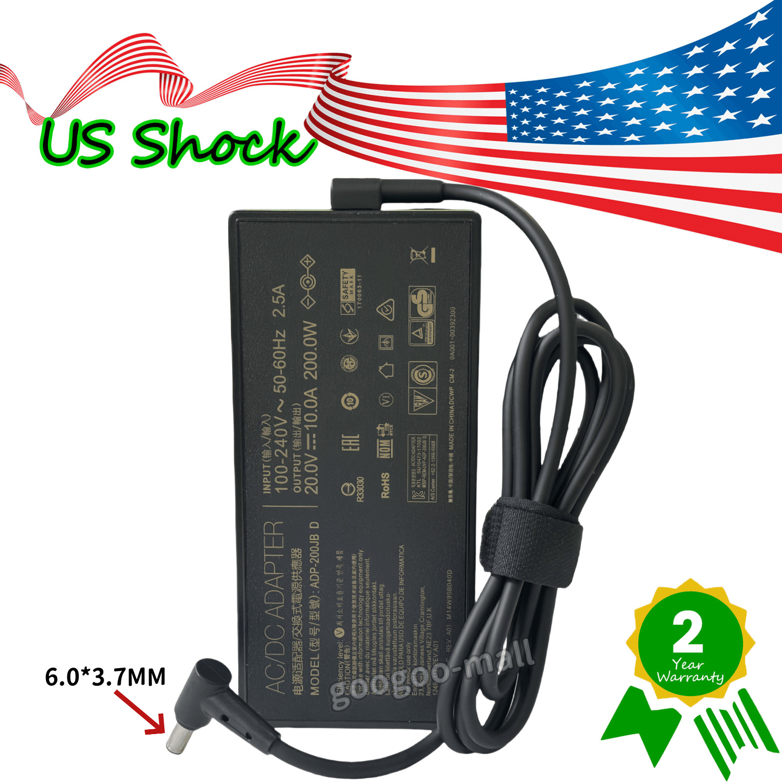 New Original ADP-200JB D 200W 20V 10A AC Adapter Charger for Asus TUF Gaming F15