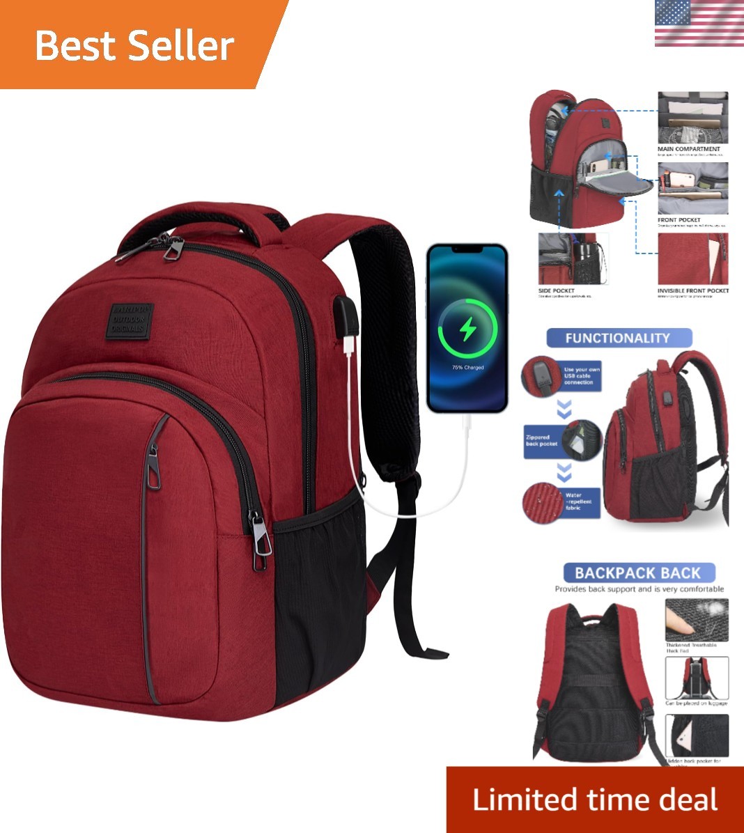 Versatile 15.6 Inch USB Charging Laptop Backpack - Perfect for Travel & Commute