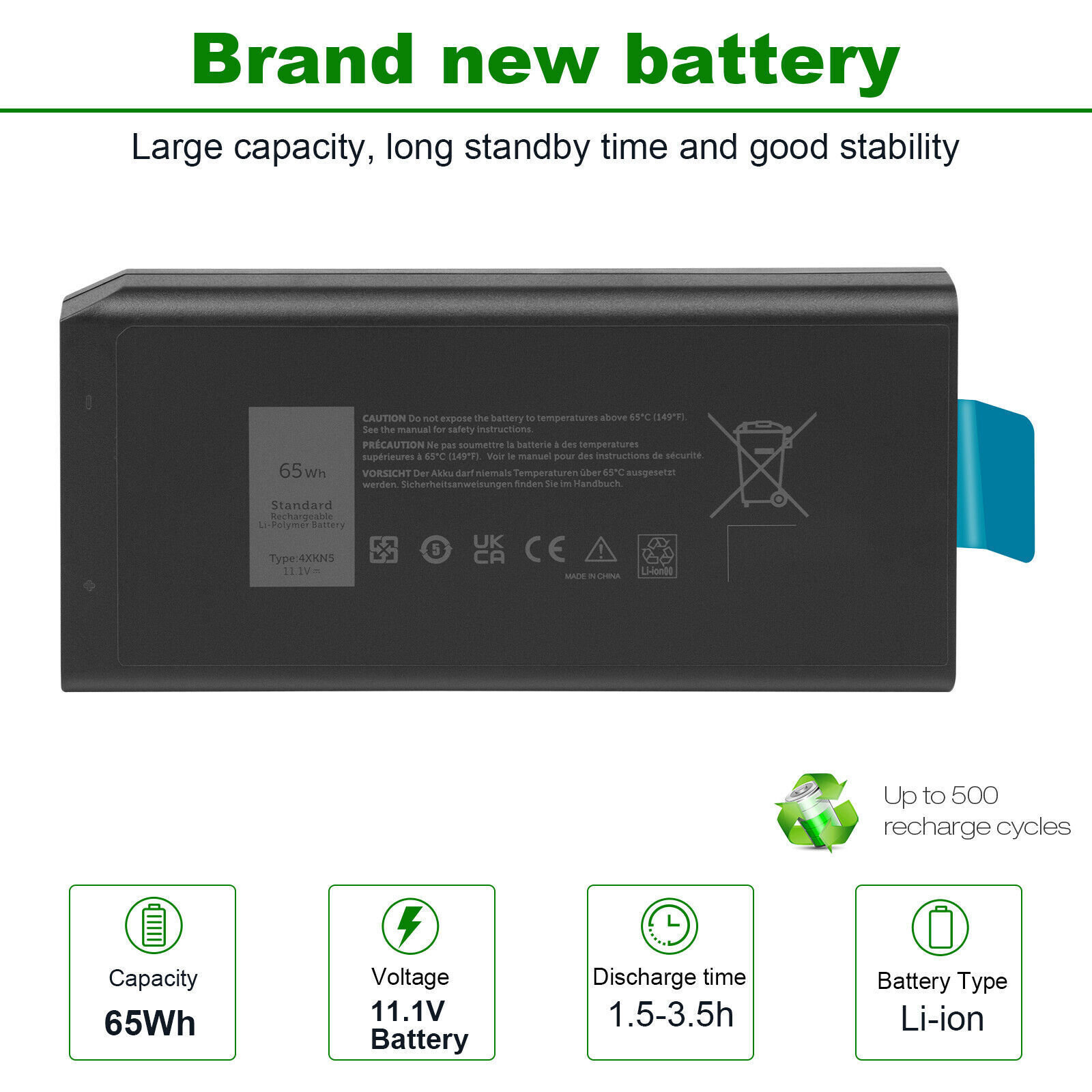 CJ2K1 Battery For Dell Latitude 5404 5414 7414 7404 E5404 4XKN5 XN4KN 6Ce