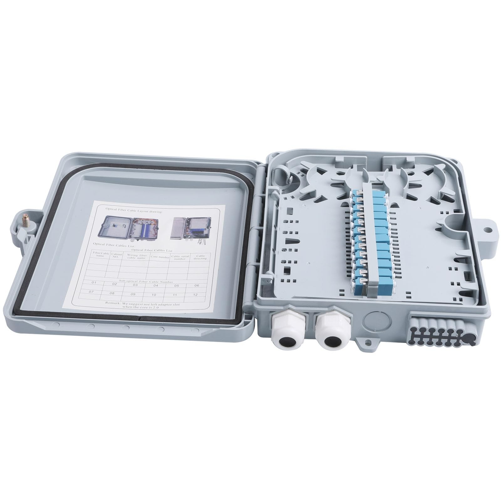 12 Core Fiber Distribution Box FTTH Optical Terminal Splitter Indoor Outdoor LC