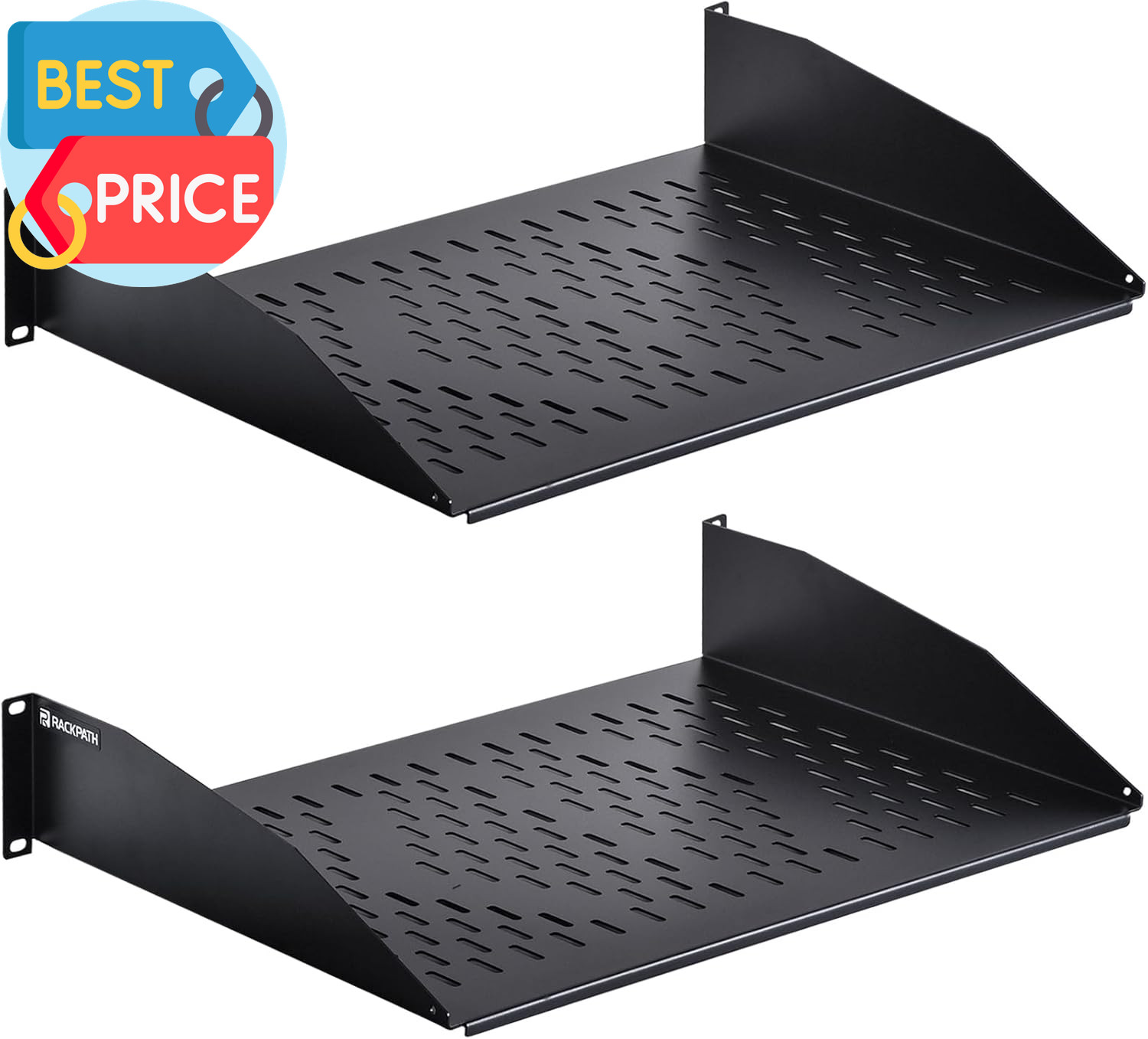 2U Cantilever Universal Rack Shelf - 14In Deep – Rackmount Shelf for 19’’ Av/Net
