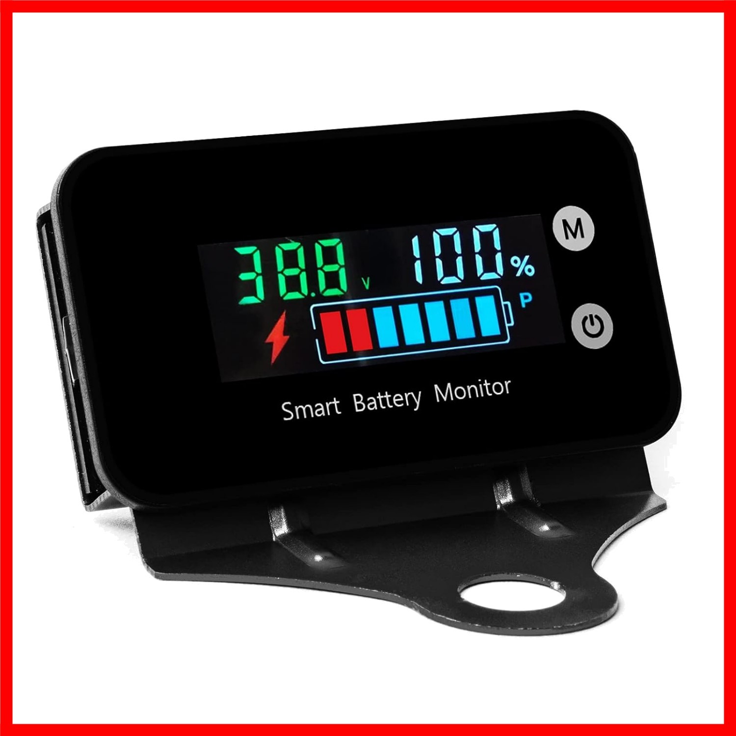 Waterproof 7-100V Battery Monitor with Bracket & Alarm - Digital Display