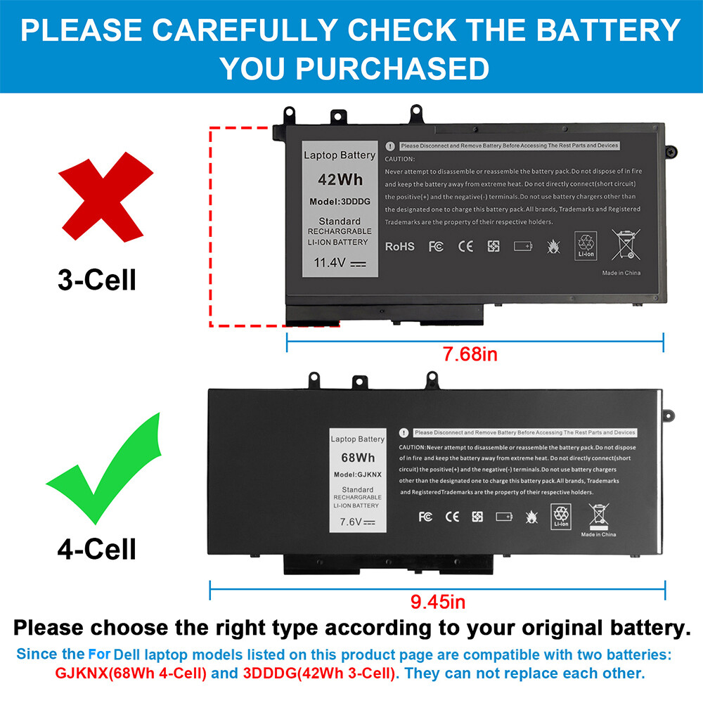 ✅LOT 4-Cell GJKNX GD1JP Battery for Dell Latitude 5480 5580 E5280 E5480 Series