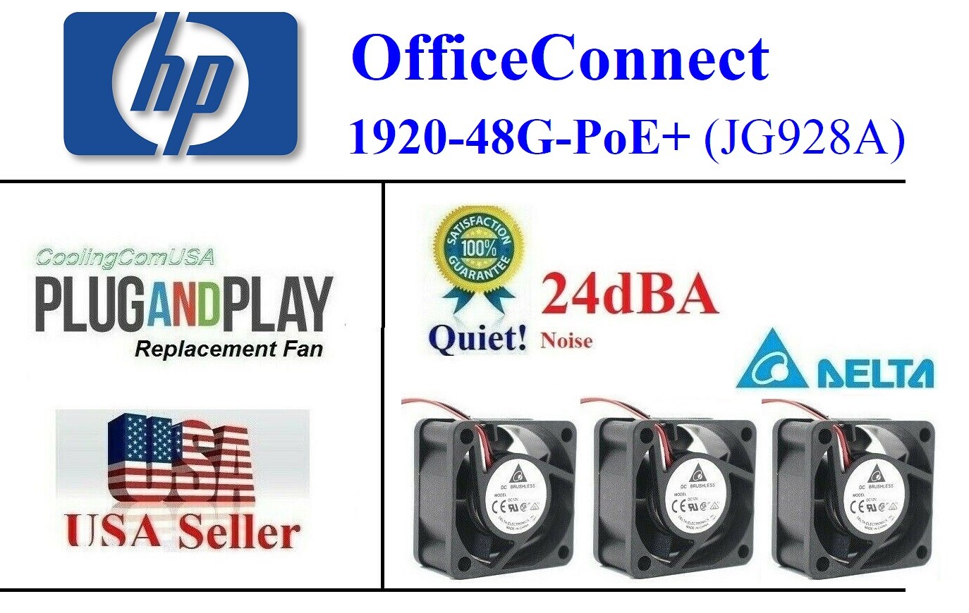 Pack 3x *Quiet* Replacement Fans for HP OfficeConnect 1920-48G-PoE+ (JG928A)