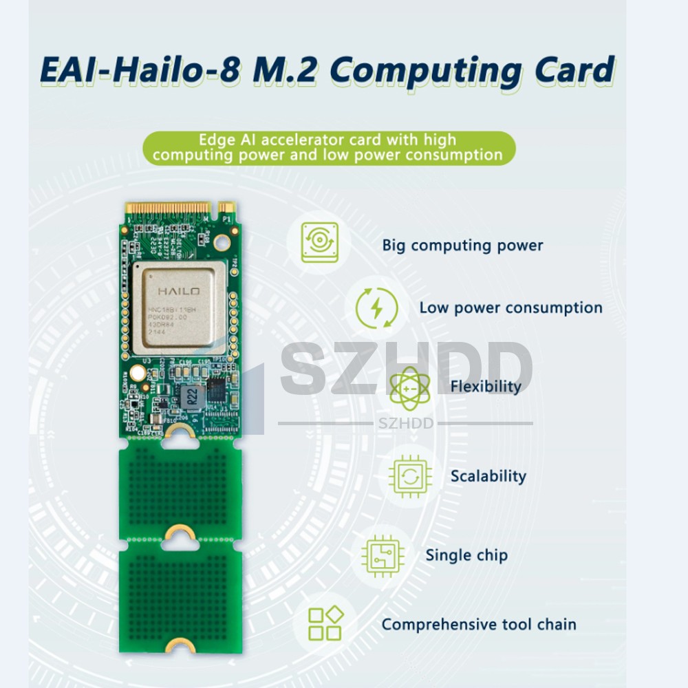 NEW Hailo-8 M.2 AI Acceleration Module 26Tops Industrial grade Include Heatsink