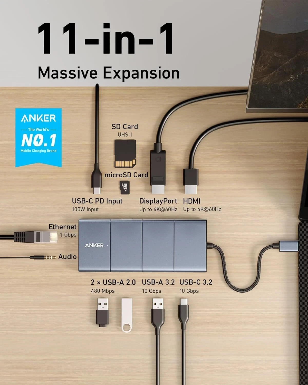Anker PowerExpand 11-in-1 USB-C PD Hub 5Gbps / A8385 