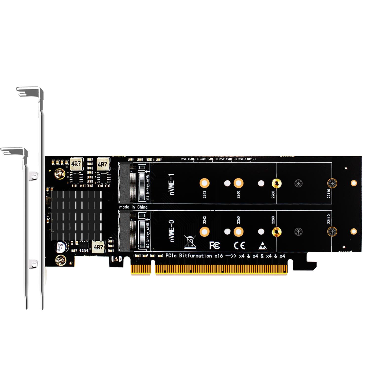 GLOTRENDS Quad M.2 PCIe NVMe Adapter Without PCIe Splitter Function (PCIe