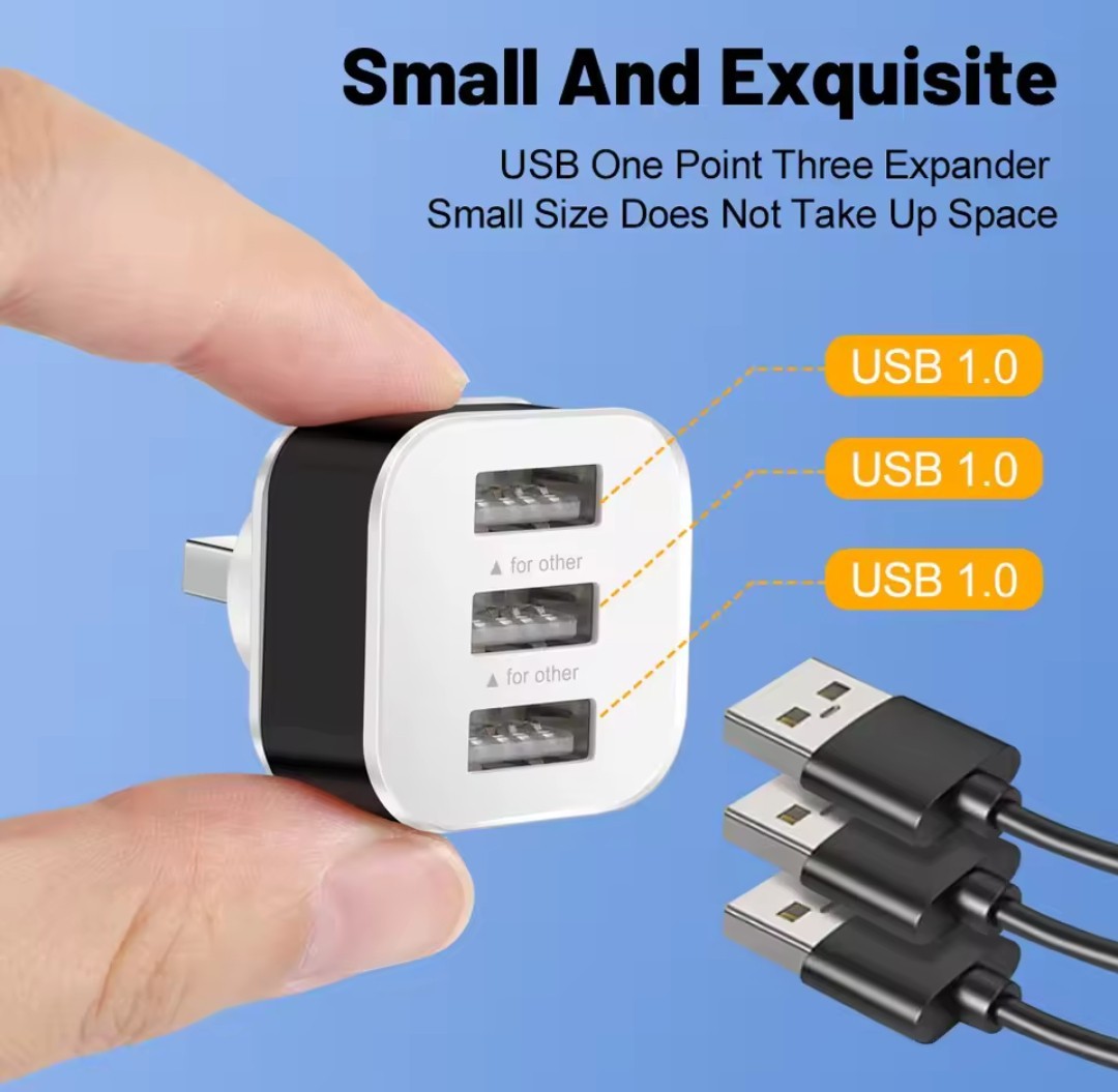 3 Port USB Slots Adaptor USB 3 in 12.0 Multple USB Interface Extender Auto