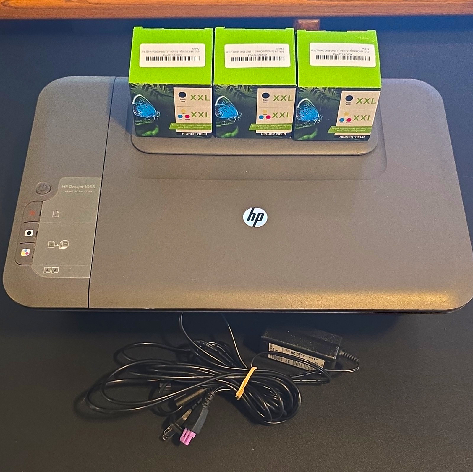 HP DeskJet 1055 Color Inkjet All-In-One USB Printer w/ Cords & 3 Boxes Of Xl Ink