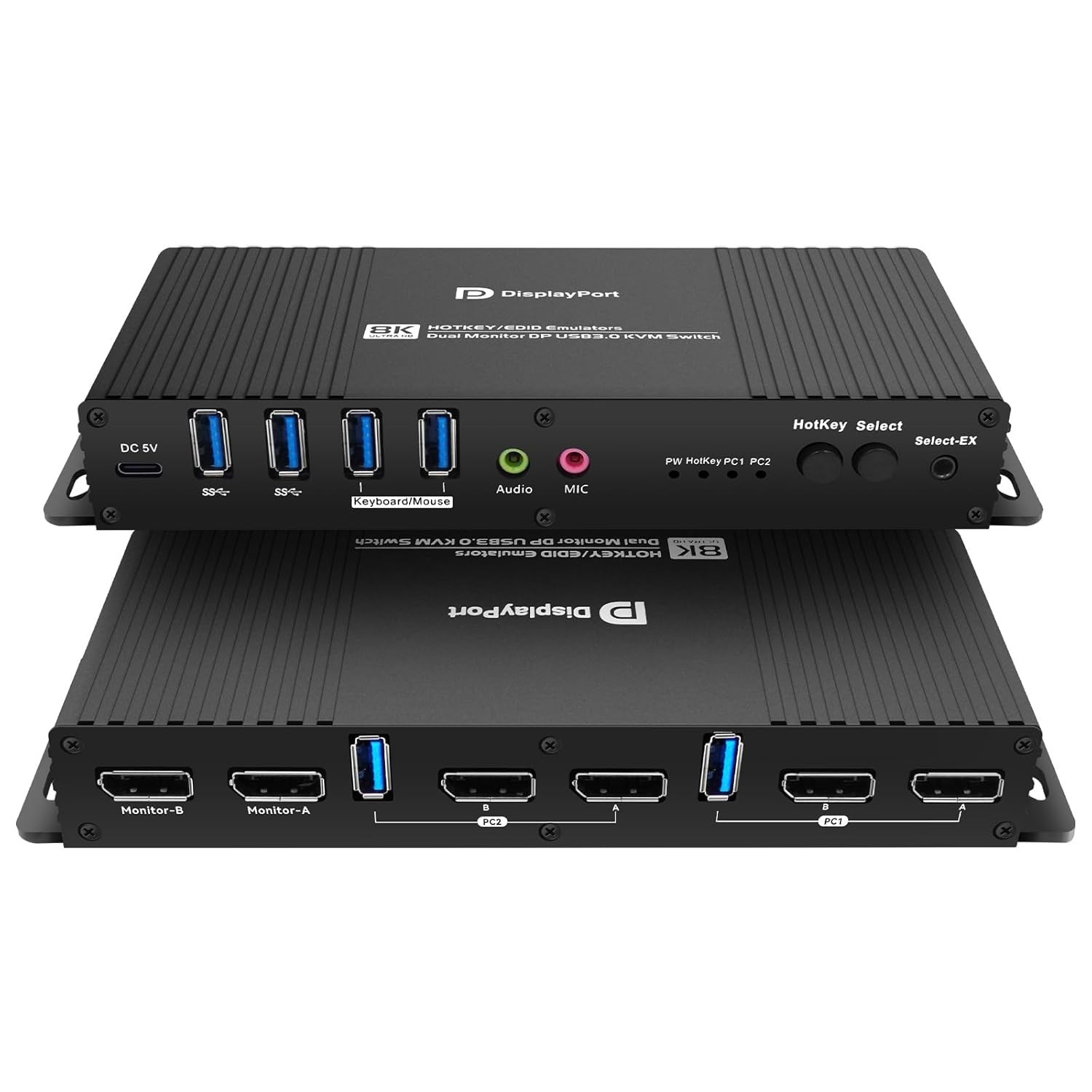 Kvm Switch DisplayPort 2 Monitors 2 Computers EDID 4K 144Hz Hotkey Switching