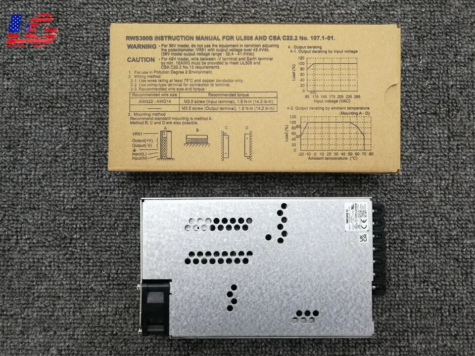 (2) New TDK-Lambda RWS300B-24 Enclosed AC/DC Converter - 300 W