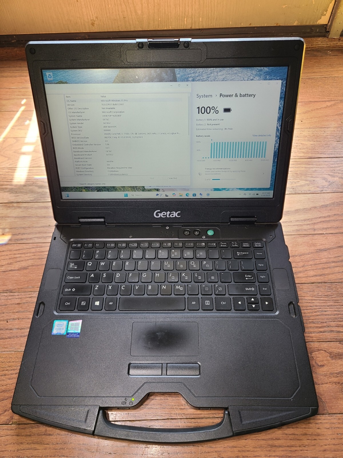 GETAC S410 G2 Rugged Toughbook i3-7100U 2.40GHz 256GB SSD 4GB ram Win 11 Pro - 3